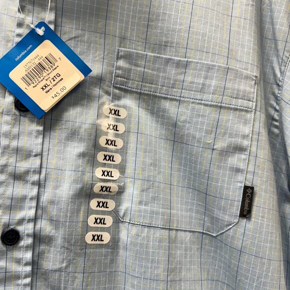 Columbia Shirt Mens XXL 2XL Blue Plaid Button Down Rapid Rivers Short Sleeve NEW - Picture 5 of 7
